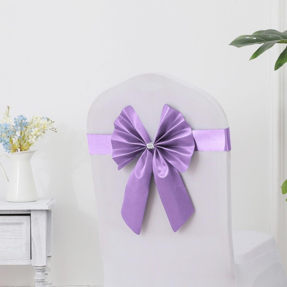 Bows Chair Back Bow Decorative Belt Ready Made Ties Fastening Event Chair Straps Elastic Band Satin Chair Sashes