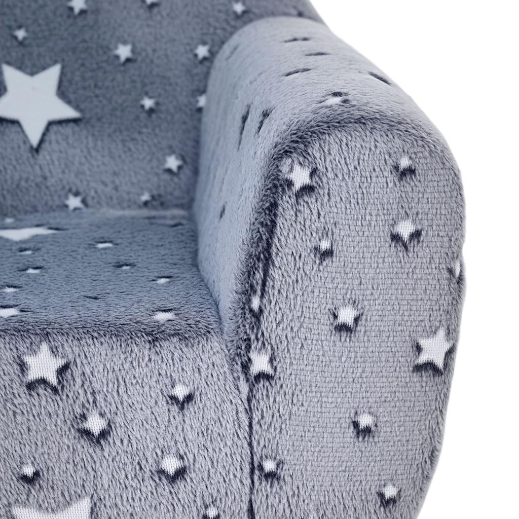 Kids Armchair, Glow In the Dark Chair with Star Design for Bedroom, Playroom, Kids Room, Grey
