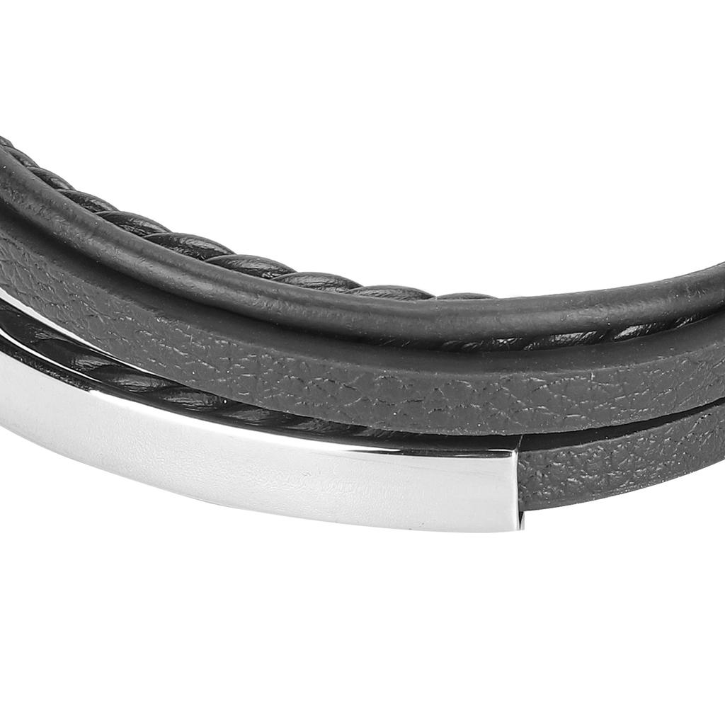 20.5cm Men MultiLayer Bracelet Woven Bracelet Hand Wristband with Magnetic Buckle(Black )