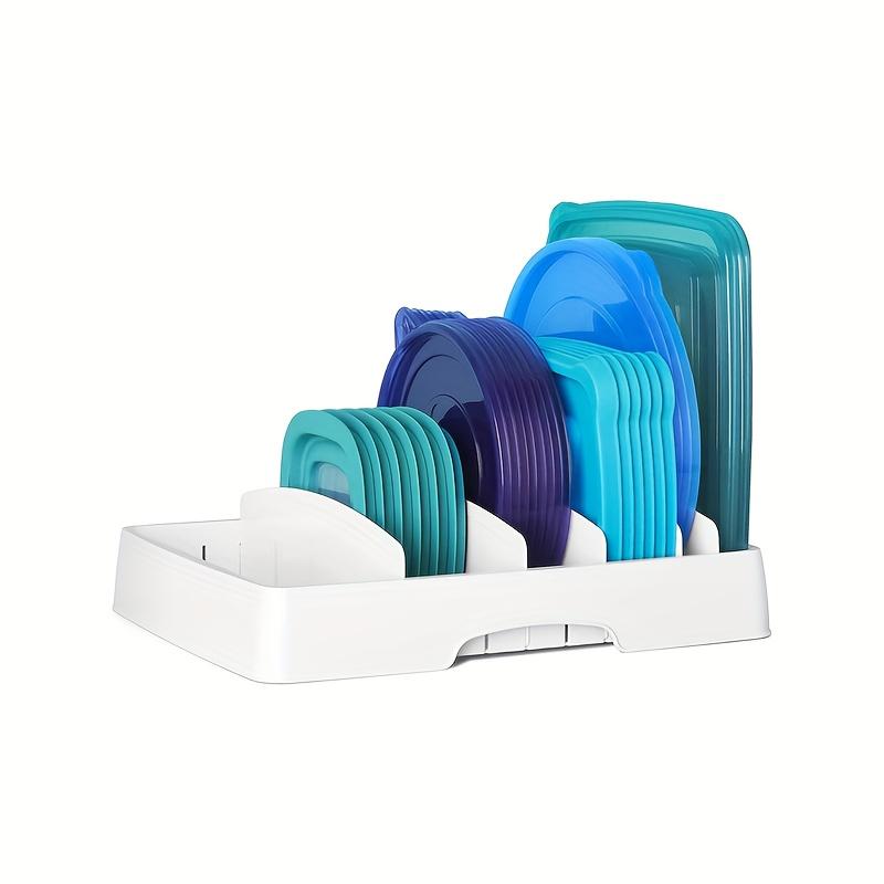 

1 Набор Органайзер для хранения крышек контейнеров, Пластиковый разделитель для шкафа, Хранение на кухне/в кладовой, Подходит для кухонной подставки для пластиковых крышек 1 Set белый