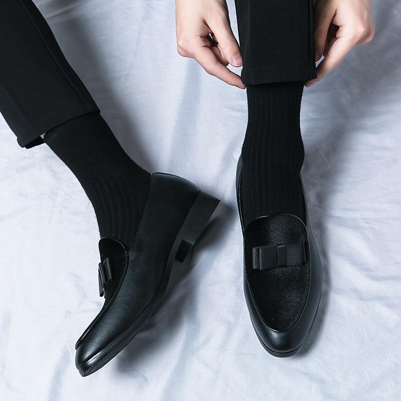 Fashion Men's Pointed Loafers Fashionable Bow Design Style Wedding Party Outdoor Leisure Business Walking Shoes Plus Size 38-48 New