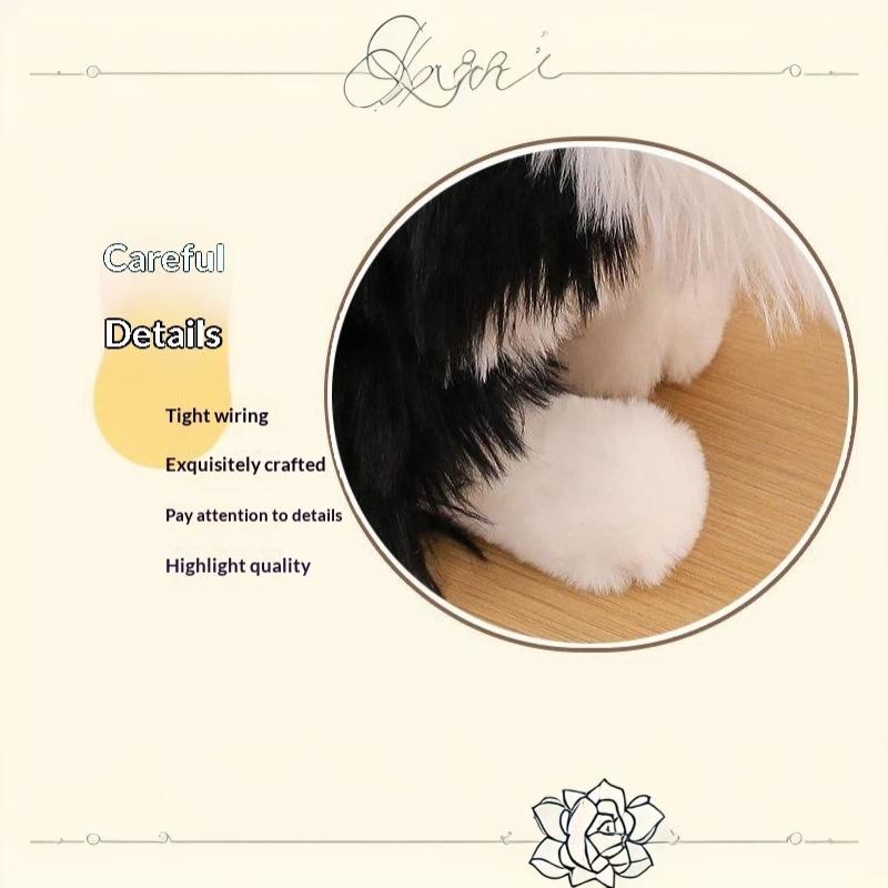 Realistic Border Collie Stuffed Plush Toy Soft Lifelike Dog Doll for Pet Play Companion Kids Christmas Gift