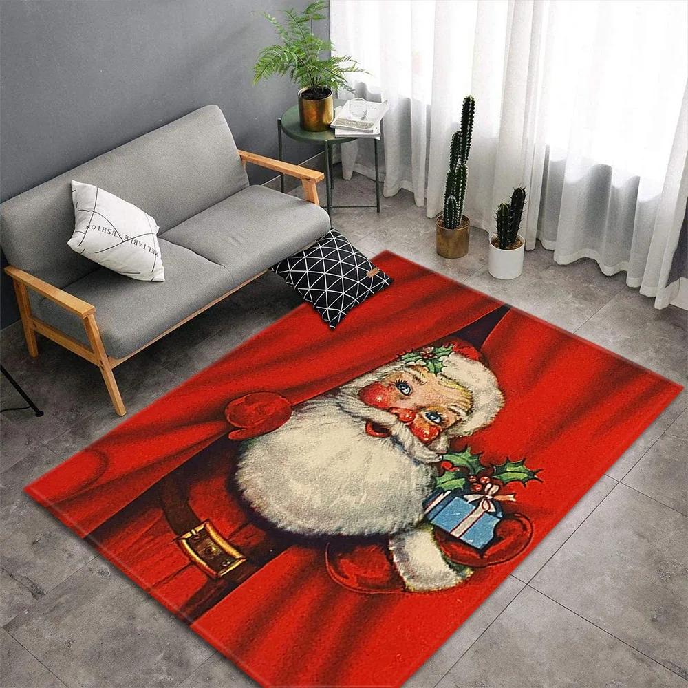 Christmas Santa Snowman Carpet for Living Room Decor Sofa Table Large Area Rugs Bedroom Bedside Floor Mat Christmas Decoration