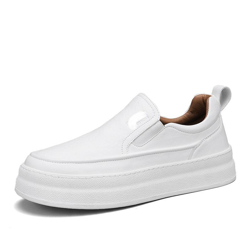Men's shoes autumn new thick baseplate shoes autumn new one-pedal casual leather shoes white shoes