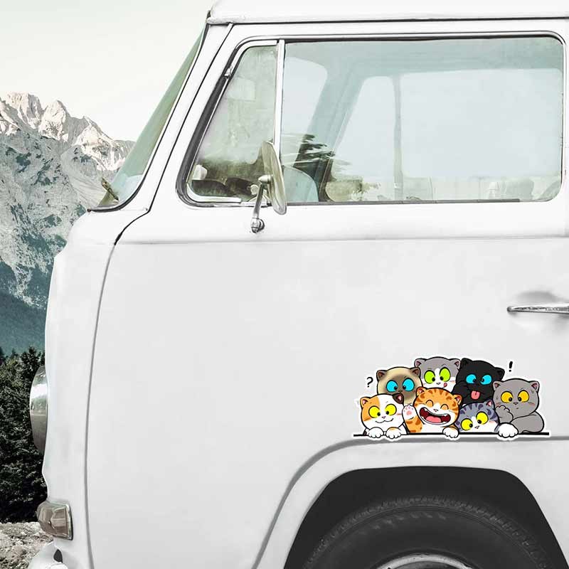 Cute Cat Animal Car Stickers Waterproof Vinyl Decals Auto Body Window Bumper Decor Motorcycle Helmet Stickers TM204