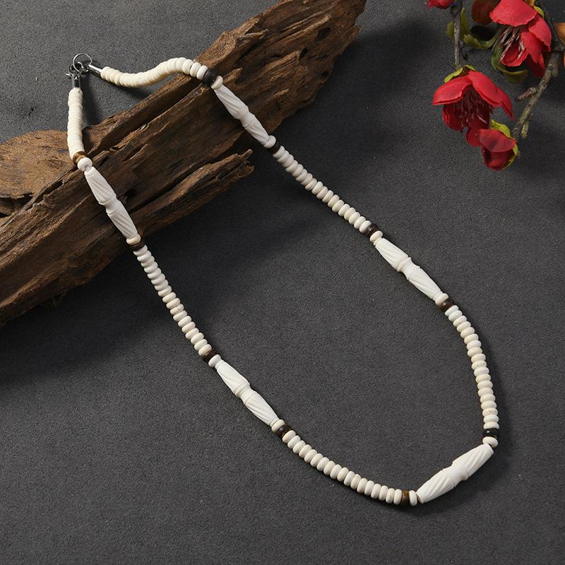 Hand-carved yak bone necklace beaded Tibetan retro niche collarbone chain men's and women's personalized jewelry