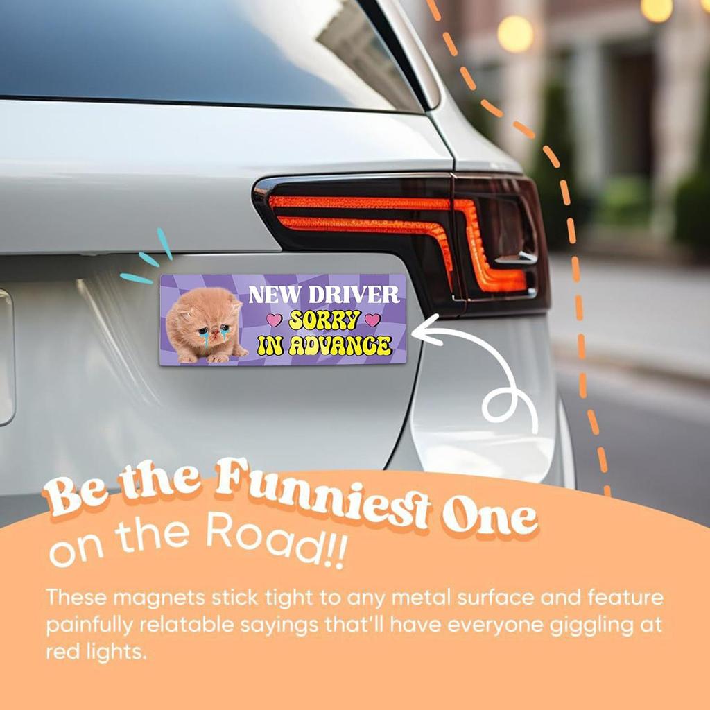 Cute Hamster Cat New Driver Sticker Reusable Magnetic Decal Funny Helpful Animal Design For Driving Practice Safety Training