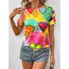 Round Neck Casual Trendy Love Printed Short Sleeved T-shirt