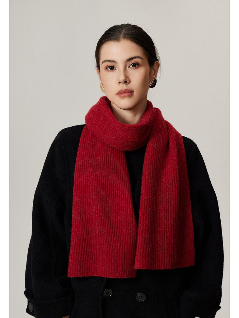 Women's High-End Korean-Style Wool-Cashmere Scarf: 7% Cashmere, 93% Knitted Wool, Perfect for Autumn and Winter.