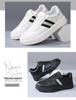 Trendy 2025 Men's Genuine Leather Sports Sneakers: White Soft Sole, Thick Sole Casual Shoes
