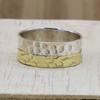 Two Tone Band Silver Ring For Man Engagement Jewelry, Sterling Solid Silver Hammered Handmade, Unique Gift For Him