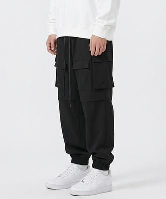 SEVENSELAH Multi-Pocket Flap Cargo Jogger Black