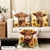 Cute Highland Cow Cushion Cover Soft Plush Fabric DoubleSided Printed Cushion Covers for All Seasons Modern HomeDecor Gift