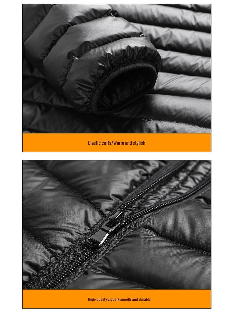 Men's Lightweight Solid Color Down Jacket - Warm, Short, Casual, Versatile for Autumn/Winter.