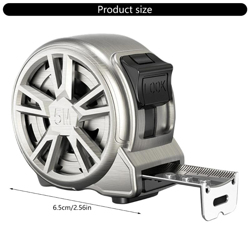 652F 5m Tape Measure Stainless Hollow Measuring Tape with Double Lock and Clip Metric Ruler Rustproof for Construction