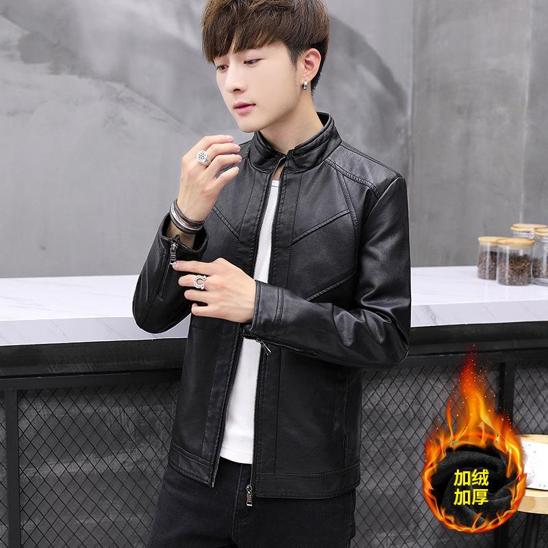 Autumn and winter new locomotive leather jacket men's jacket slim youth trend versatile handsome PU leather jacket