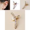 Modern Geometric Alloy Ear Clips With Rhinestones For Women And Special Occasions