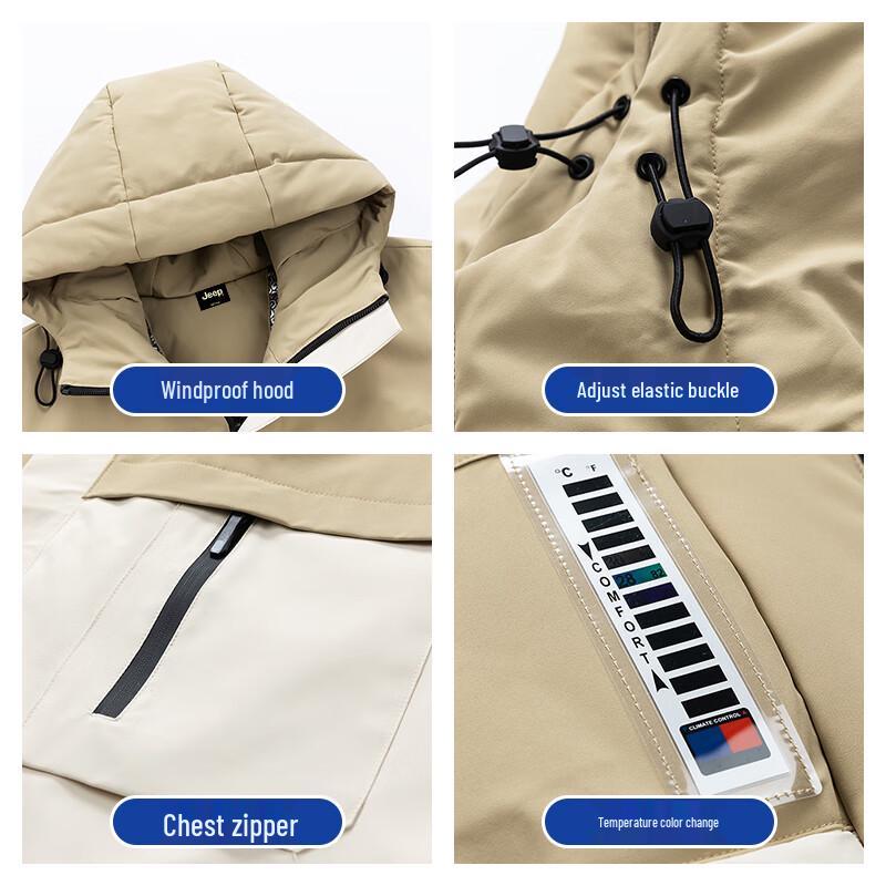 JEEP Men's Windproof Hooded Padded Jacket