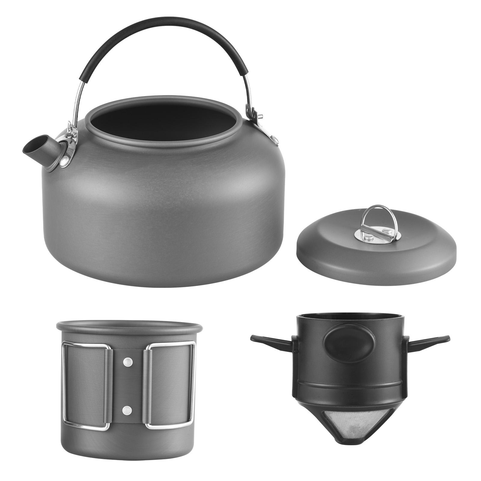 Chaleira de Acampamento com Caneca e Filtro de Café para Ferver Água ao Ar Livre Chaleira de Mochila 1.4L Pot + 450ML cup + coffee filter