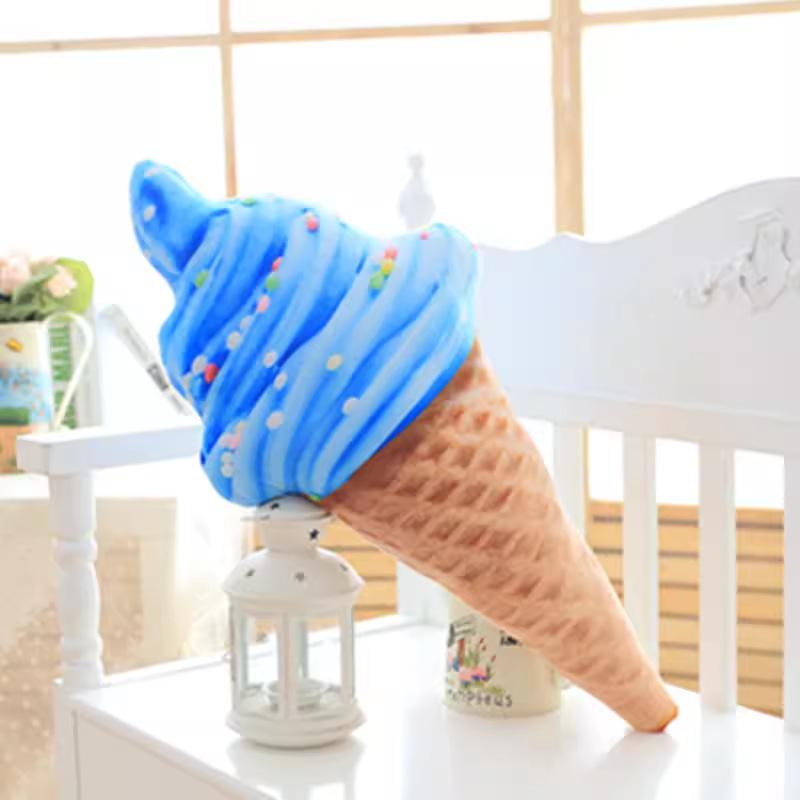 Realistic Ice Cream Cone Plush Pillow Fun Stuffed Toy Soft Kindergarten Dance Show Prop Play Decor Cute Whimsical Essential