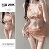 Womens Pink White Plaid Halter Bikini Set With Tie Side Bottoms Wrap Skirt Cover-Up Swimming Beach Vacation