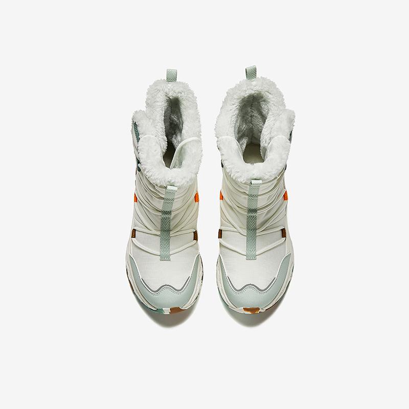 Anta Kids Trendy Fashion Thickened Warm High-Top Boots Kids Boots Ivory-White White Gray A22446923-1