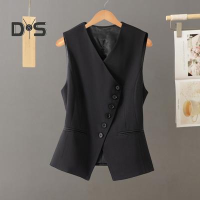 Dámská vesta Kabát Bez rukávů Jednořadové knoflíky Westernový styl Slim Fit Cardigan Kabát Čistá barva Výstřih do V Formální Obchodní styl Dámská vesta