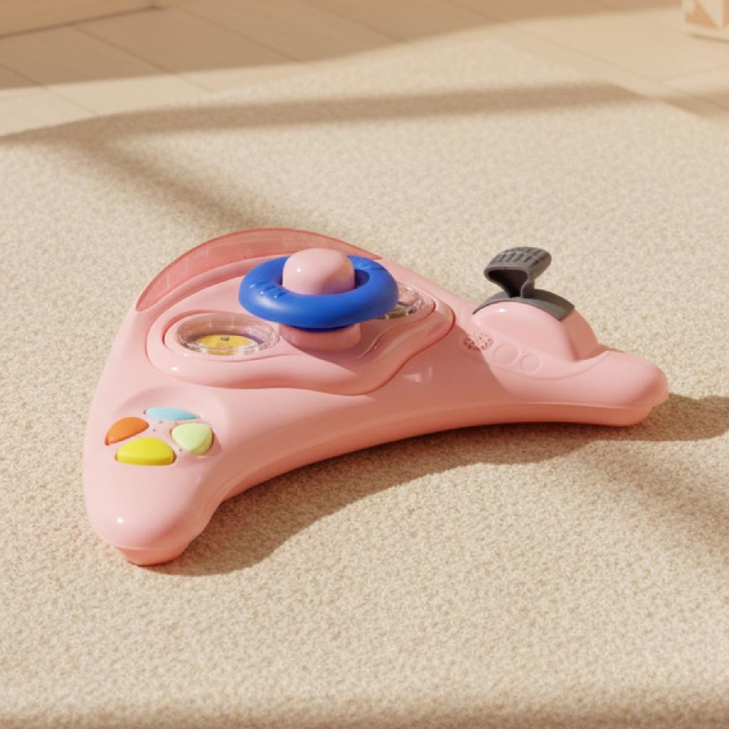 Interaktiver Lauflerner für Babys, höhenverstellbar, Schiebestange, Stopper, Pink und Grau