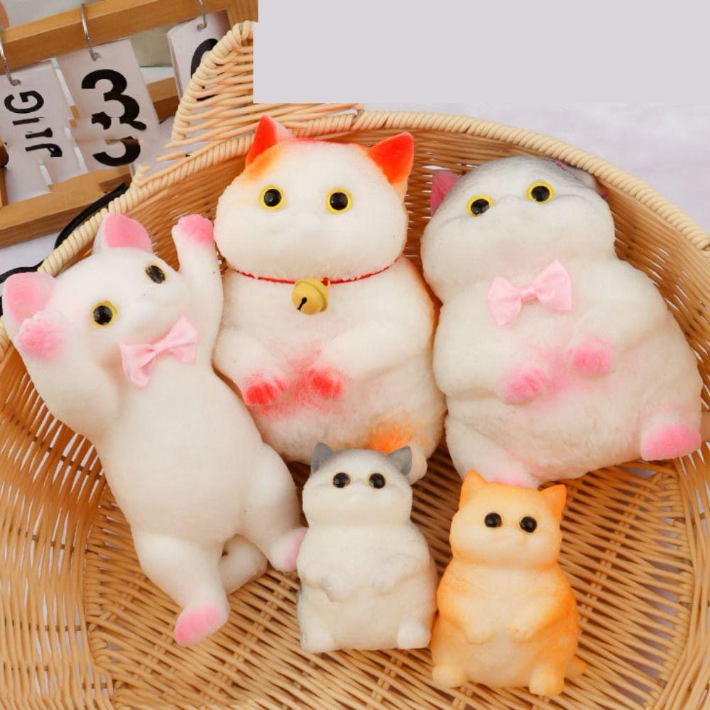 Cartoon Cat Shaped Squeeze Toy Cat Bell Artificial Doll Squeeze Toy  Office