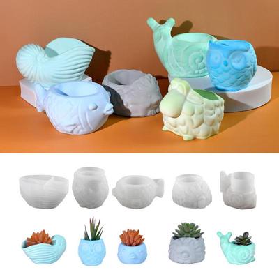 DIY Animal Vase Series: Snail, Owl, Seashell, Hedgehog, Pufferfish Succulent Planter Epoxy Mold