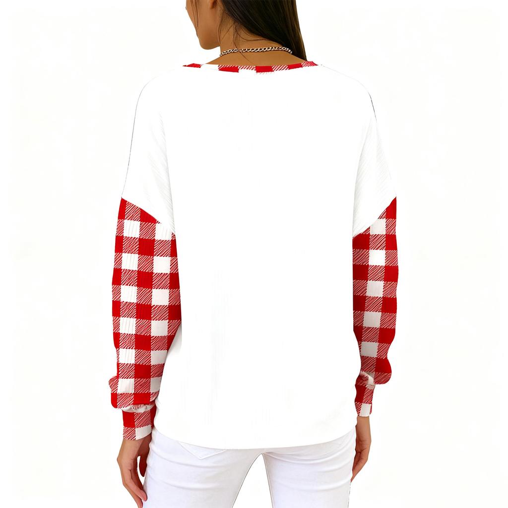 Women's Loose Comfortable Casual And Fashionable Round Neck Christmas Pattern Long Sleeved Sweatshirt