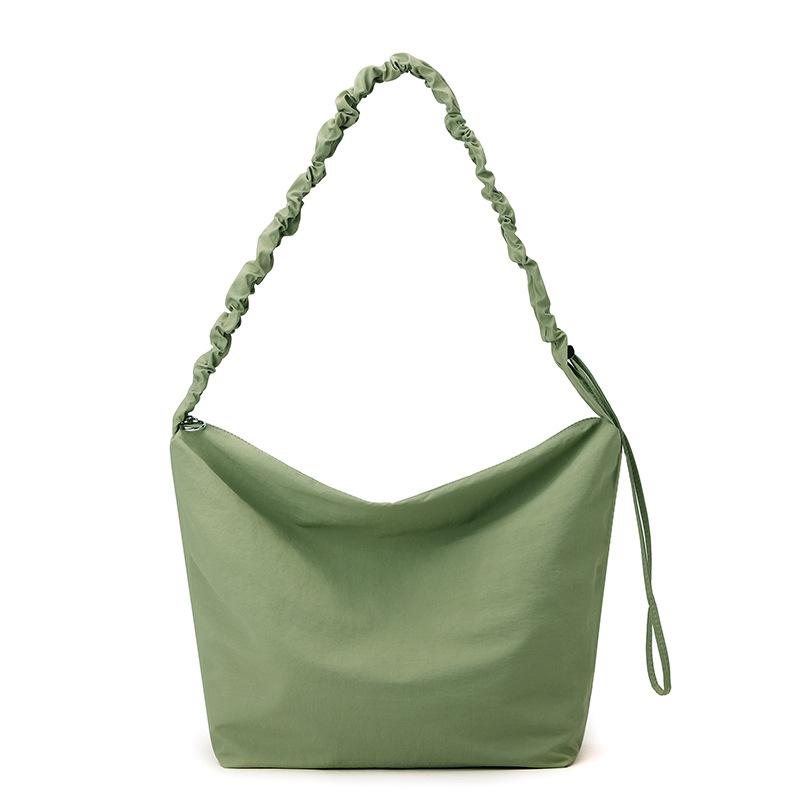 Clouds Pleated Drawstring Shoulder Strap Bucket Bag Female Solid Color Simple Lazy Wind Shoulder Bag Slack Small Messenger Bag
