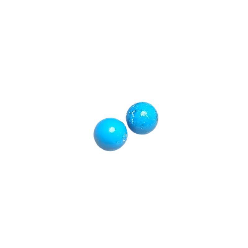 Raw Ore 8.0 Turquoise Stud Earrings Pure Simple Round Blue Earrings Unisex