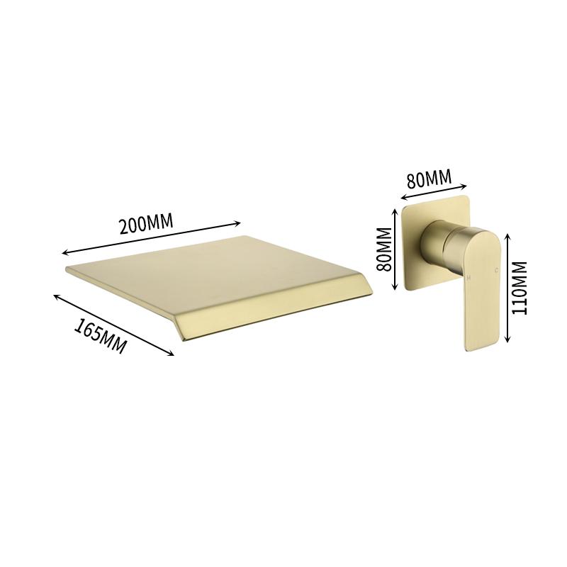 Brushed Gold Bathroom Bathtub Faucet Brass Concealed Waterfall Basin Faucet Single Handle Mixed Hot And Cold Sink Faucet