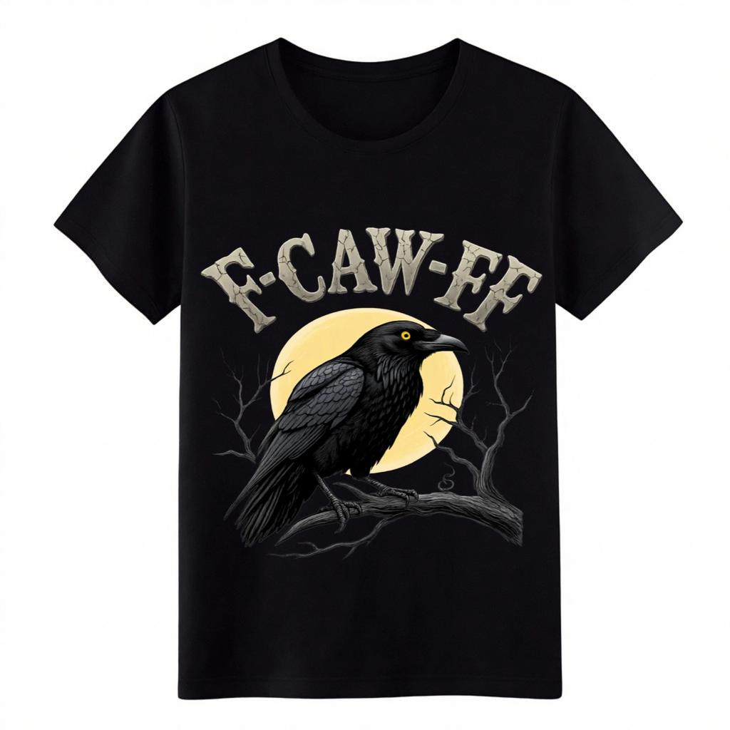 Unisex Gothic Crow Humor Cartoon Tee|F-CAW-FF Casual Hang&Errands Outing T-Shirt
