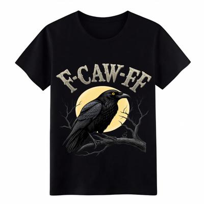 T-shirt Unisexe Gothique Corbeau Humour Cartoon|F-CAW-FF Décontracté Sortie & Courses T-shirt