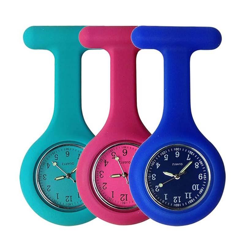 Luminous Silicone Nurse Pendant Watch with Color Dial for Hospital Use