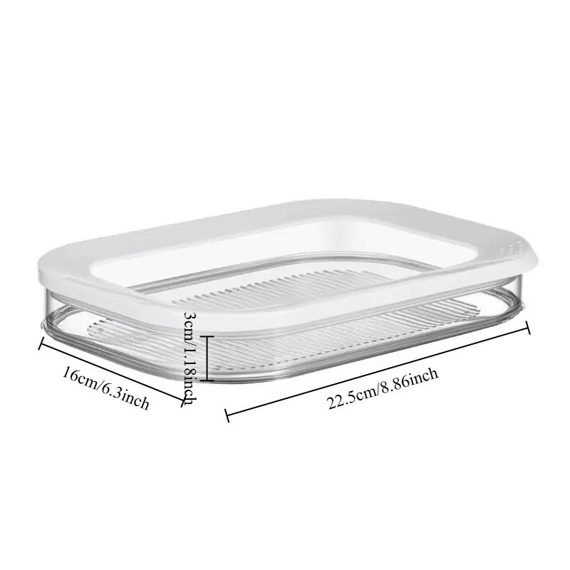

1pc Stackable Food Storage Trays with Lids Refrigerator Organizer Containers for Meat Veggies Meal Prep