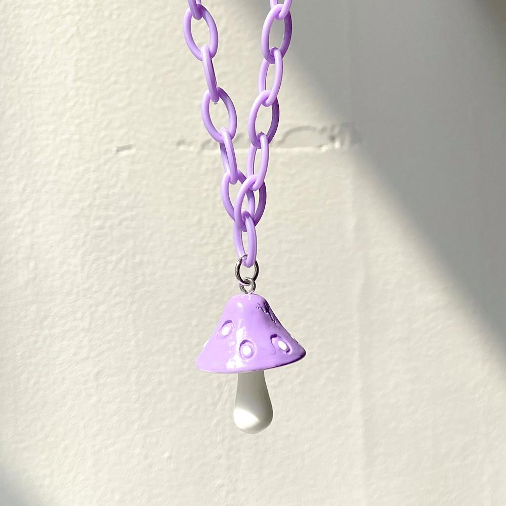 Colorful Resin Mushroom Necklace For Women Stunning Geometric Style Fashion Jewelry