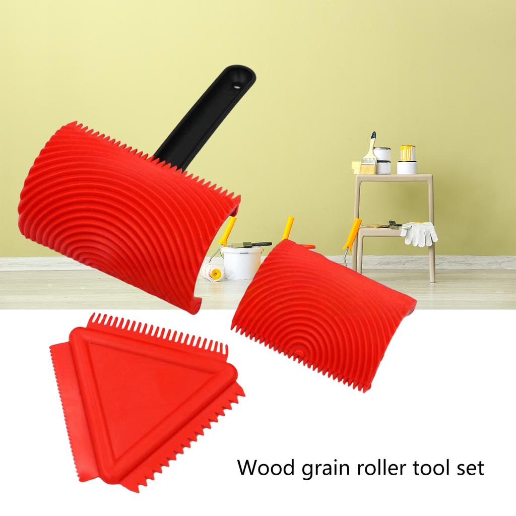 Wood Grain Paint Roller Set With Durable Polyurethane Rollers And Ergonomic Handle For Smooth Wall Coating