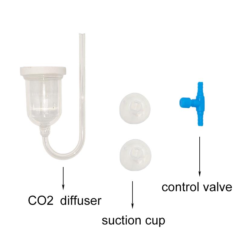 CO2 Diffuser for Aquarium Bubble Reactor CO2 System Atomizer for Fish Tank Live Plants Water Grass Grow Refiner with Suction Cup