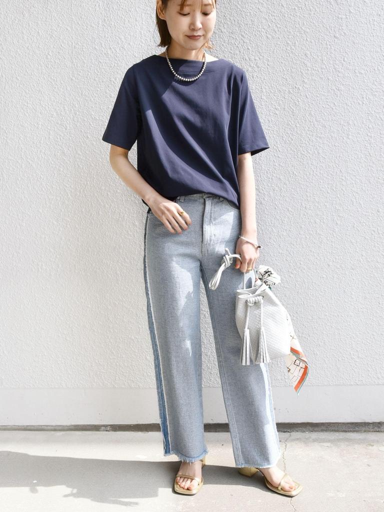 Ships for Women Organic Cotton Variation Neck Tee in 2 Sizes with a Choice of 312320928 Navy Medium Web-Exclusive (Available Neckline)