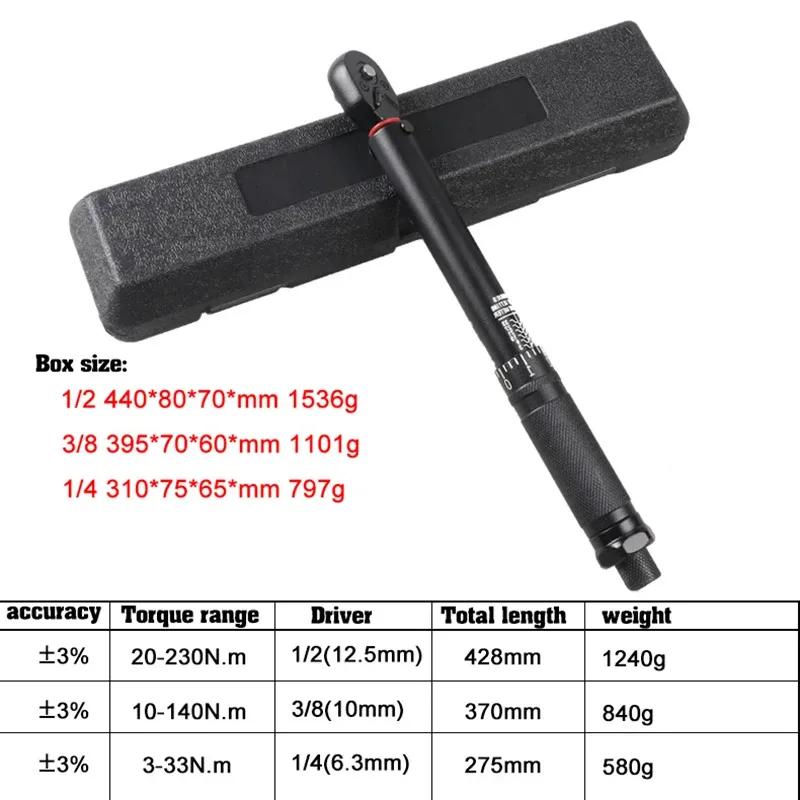 45Tooth High-precision Torque Wrench 1/2'' 3/8'' 1/4'' 3-230NM Preset Bicycle Torques Keys Automotive Two-way Ratchet Hand Tools