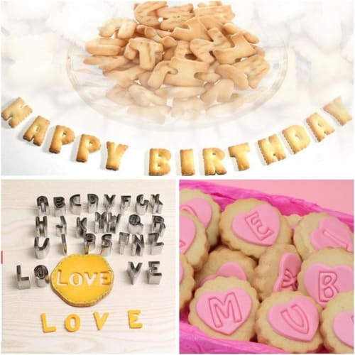 36-Piece Set of No-Brand Cookie Cutter, Alphabet, Number, and Symbol Cookie Cutter, Stainless Steel, for Kitchen, Lunch Boxes, Ornaments, and Baking,