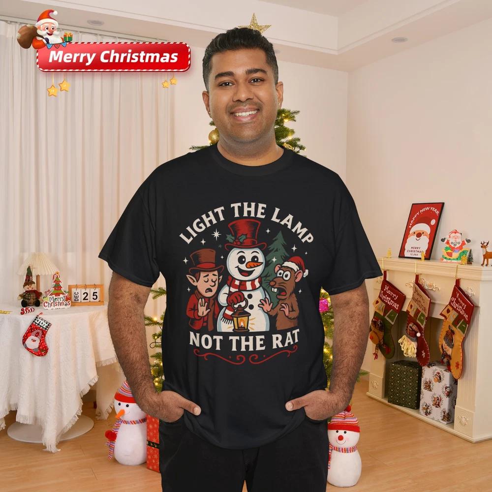 Festive Snowunisex Elf Rat Funny Holiday Lantern Cartoon Xmas Tshirt S
