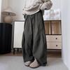 Unisex Japanischer Stil Kaffee Plissierte Weitbeinige Workwear-Hose