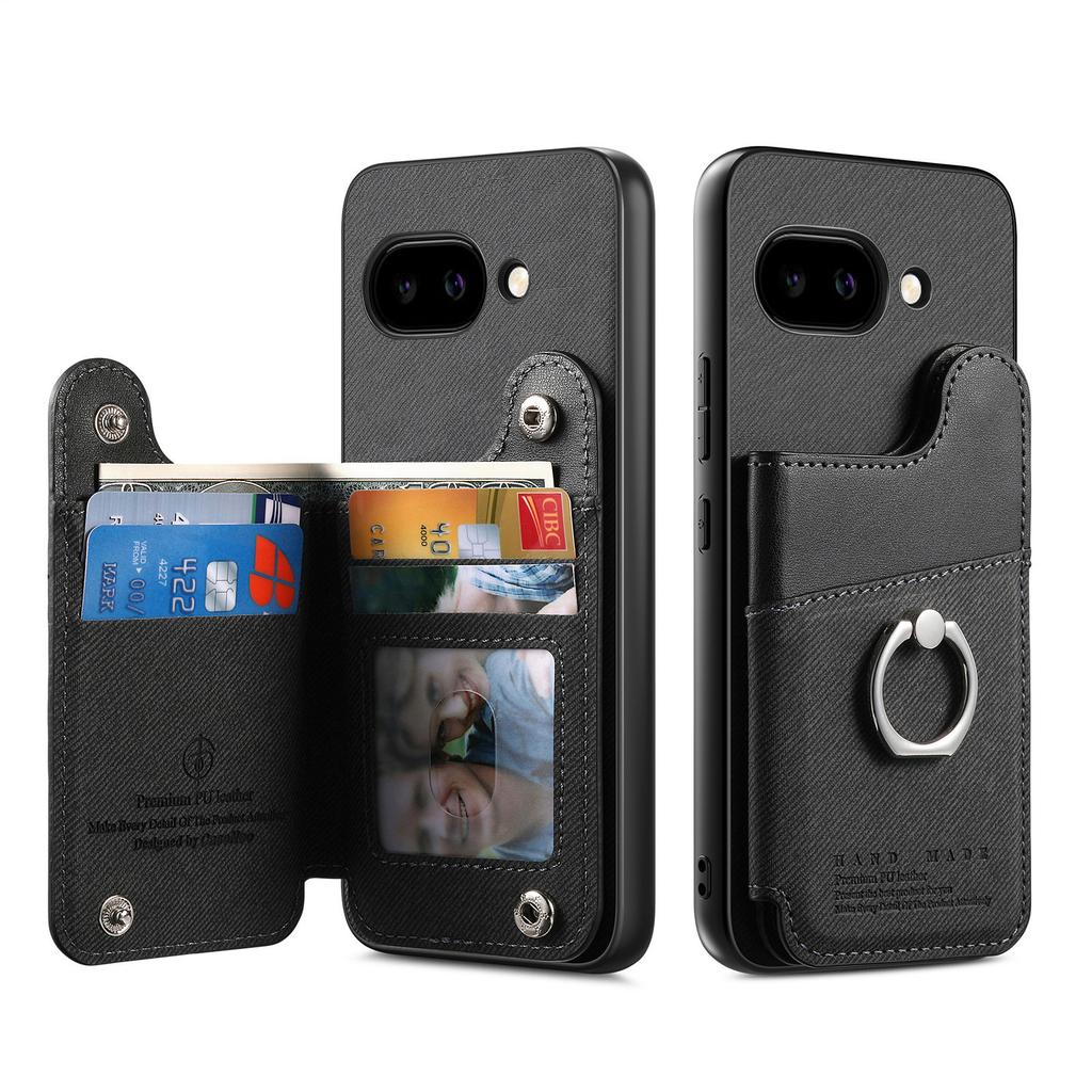 Etui do Google Pixel 9a z uchwytem na karty i podstawką Skóra + TPU + PC Pokrowiec na telefon