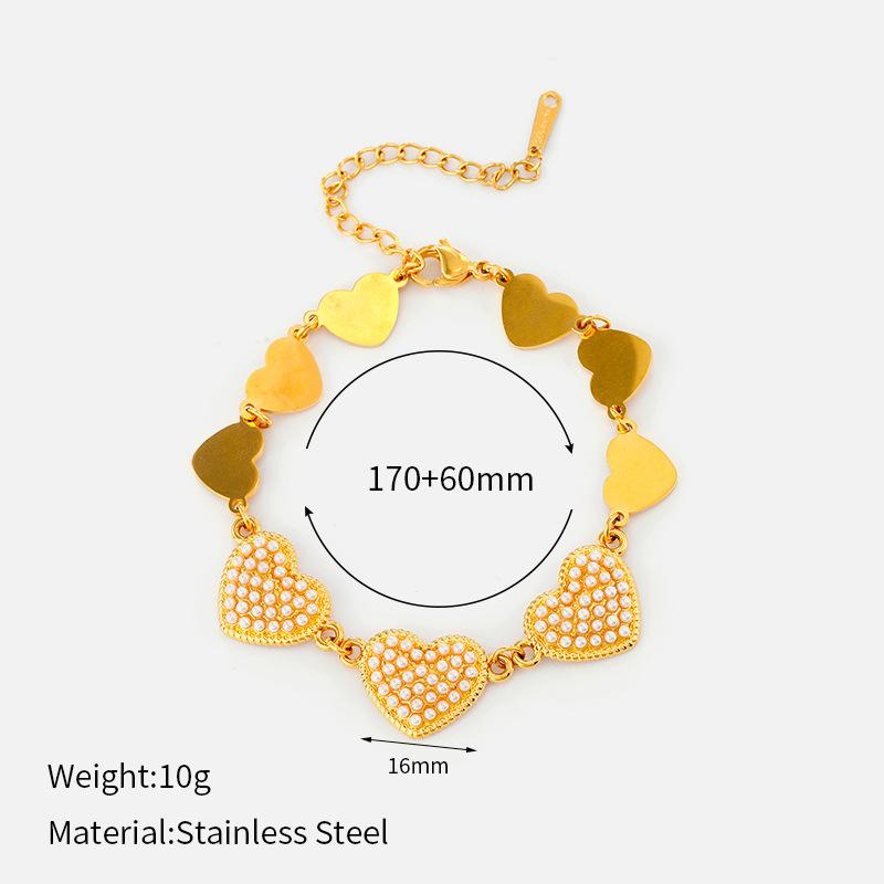 European and American fashion high-end sense multi-element inlaid pearl bracelet niche design butterfly love stainless steel jewelry