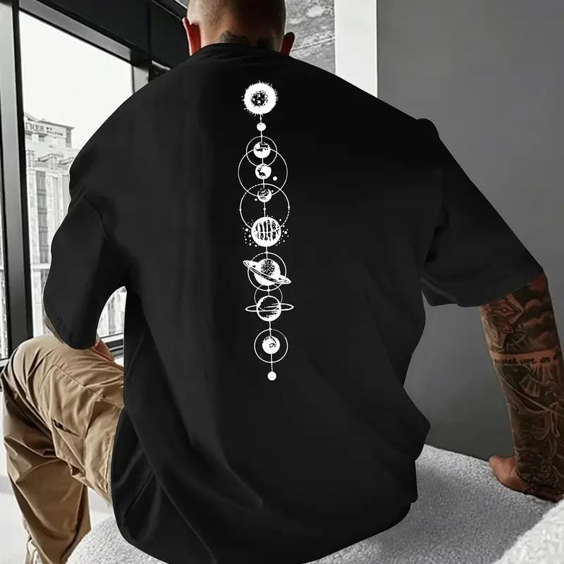 

Летняя мужская футболка с 3d планетным принтом, футболка с коротким рукавом, простая модная мужская одежда, футболка большого размера для мужчин, футболка в стиле Харадзюку 3XL