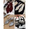 Cowhide version~ Super temperament small pointed cross thin belt open toe buckle leather sandals women